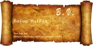 Balog Vulfia névjegykártya